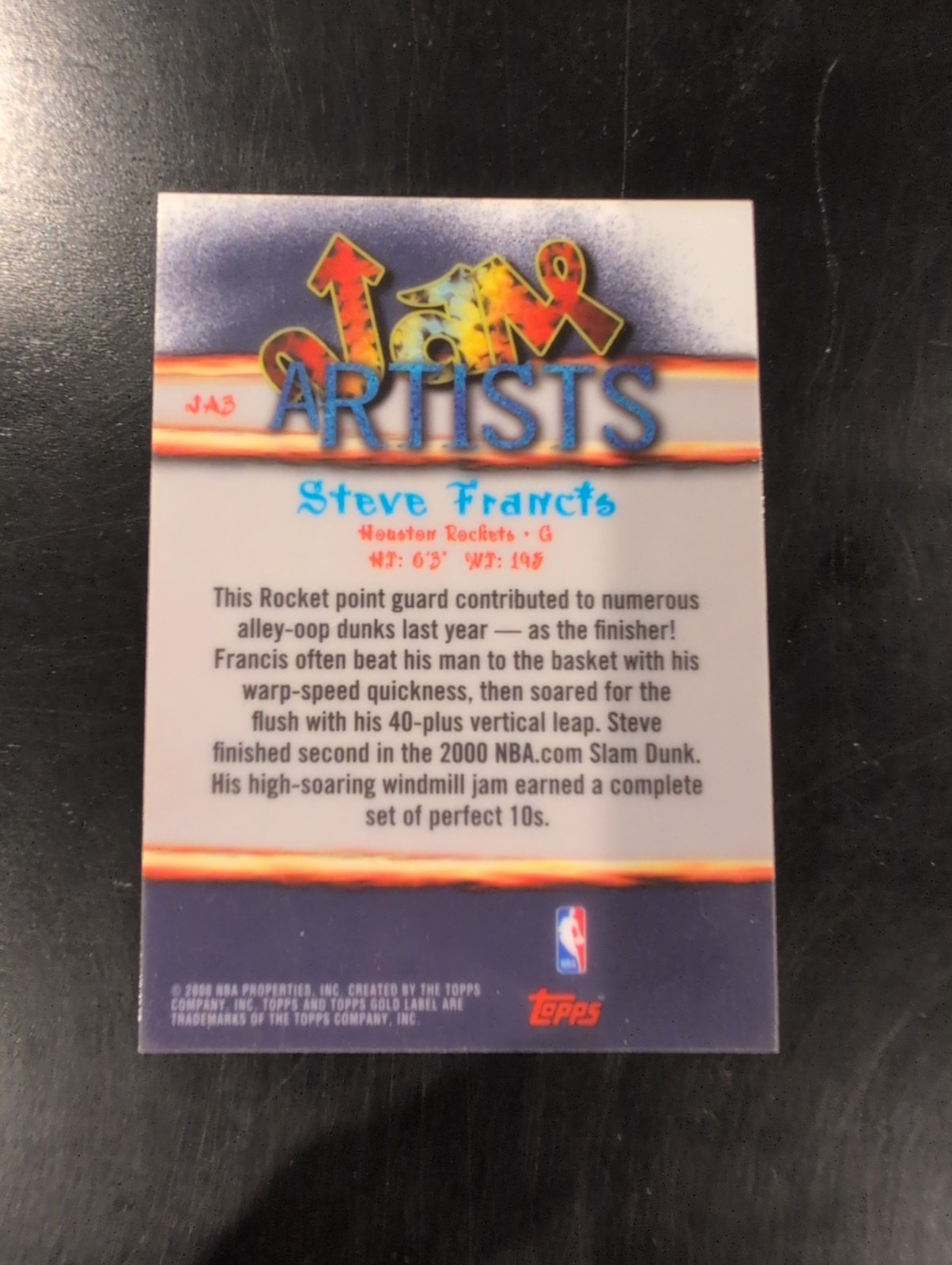 2000-01 Topps Gold Label – Jam Artists Steve Francis #JA3