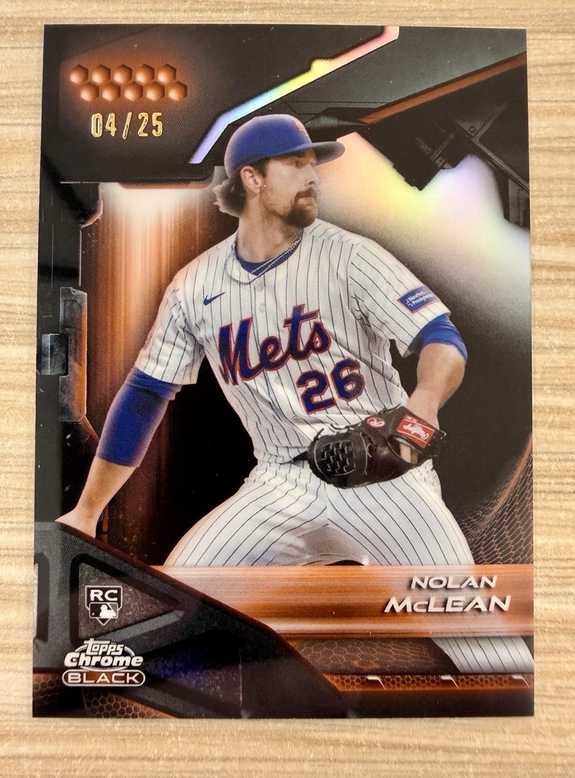 2026 Topps Chrome Black Baseball Nolan McLean RC ORANGE REFRACTOR /25 -Mets🔥🔥