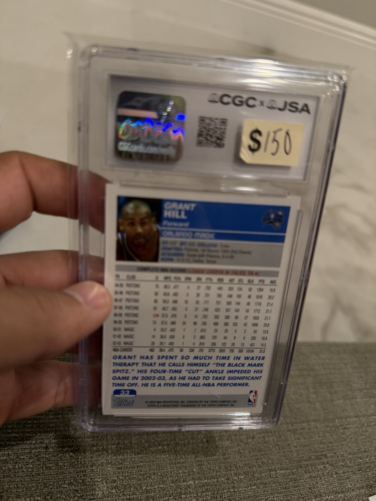 Topps 2003-04 Grant Hill #33 Orlando Magic Auto CGC JSA 61389716