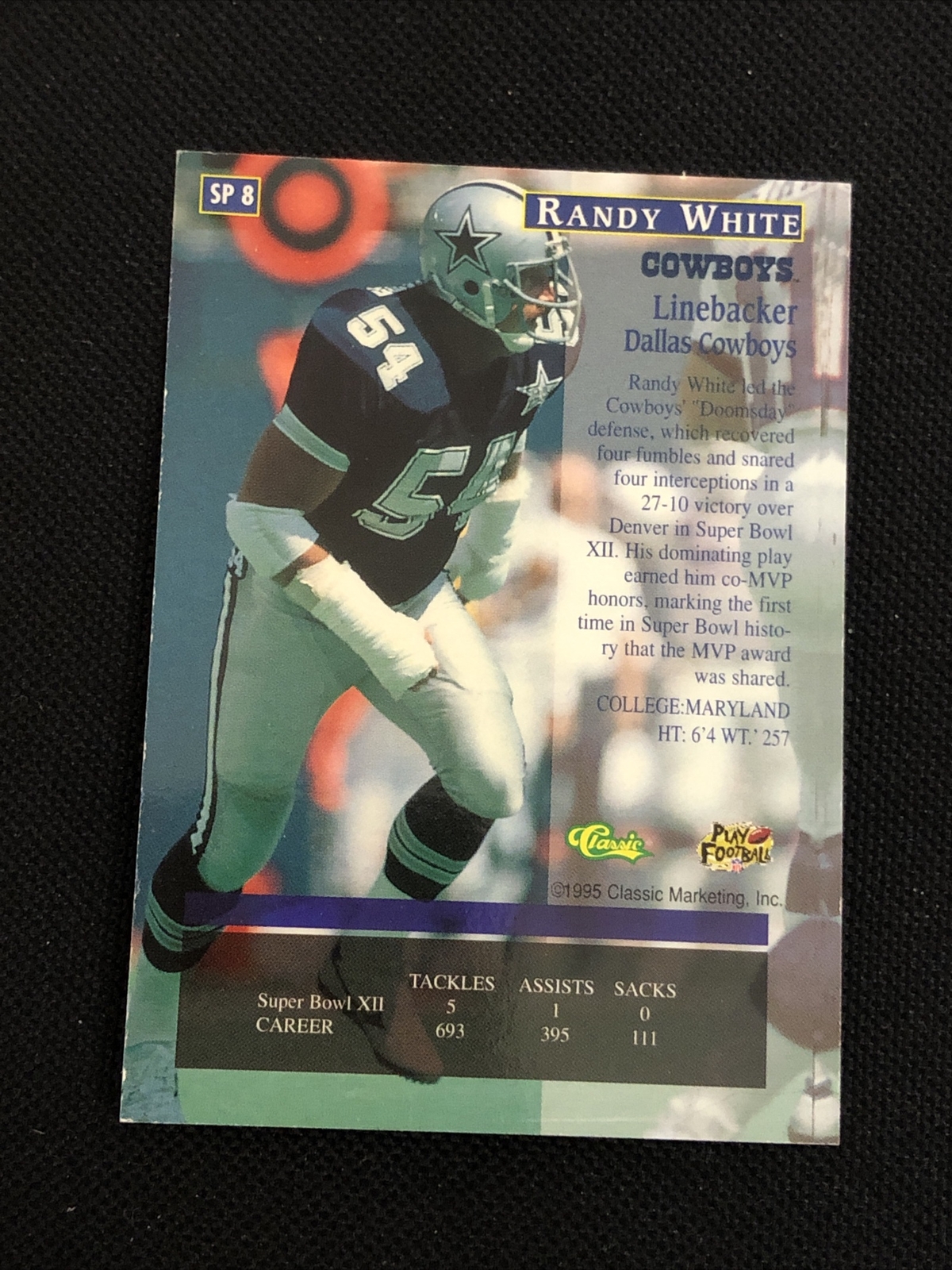 HOF RANDY WHITE 1995 CLASSIC SCORE BOARD CERTIFIED AUTOGRAPHED CARD COWBOYS