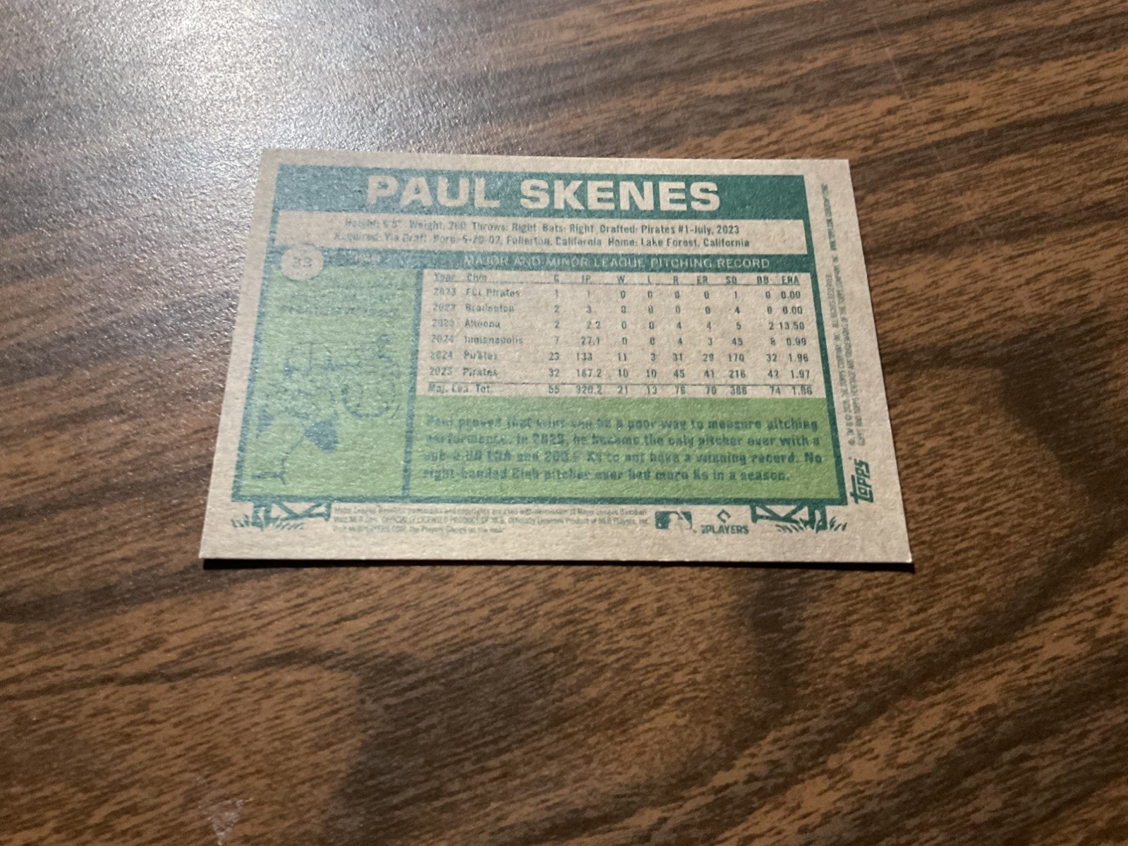 10 Topps Baseball Paul Skenes Pittsburgh Pirates 1 is a 2024 Topps Heritage PSA9