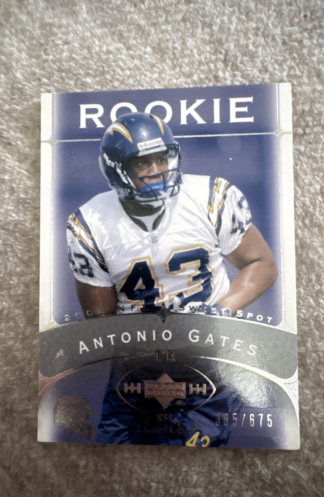 2003 Upper Deck Sweet Spot – Rookie Antonio Gates #173 /675 (RC)