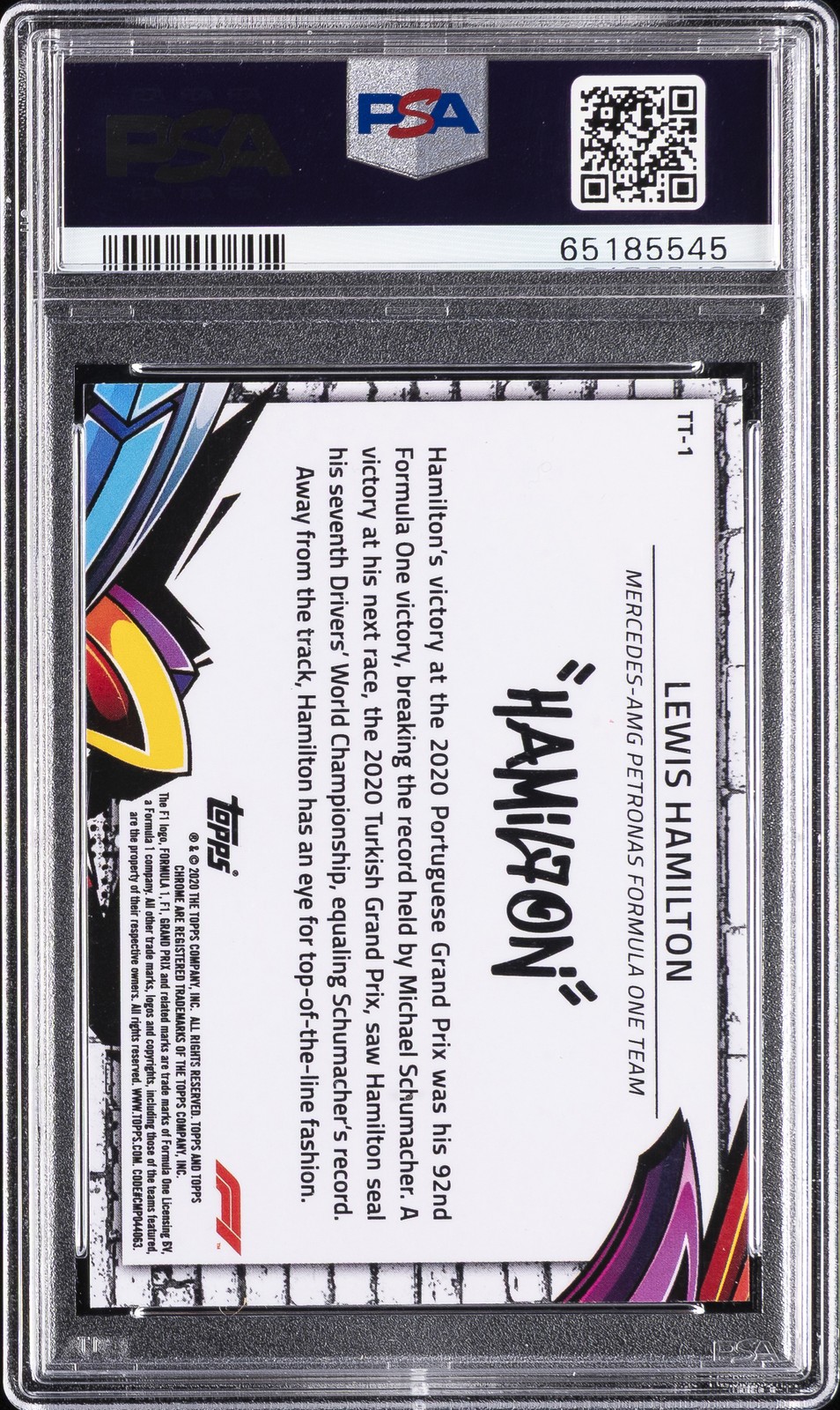 2020 TOPPS CHROME FORMULA 1 TRACK TAGS #1 LEWIS HAMILTON PSA 10