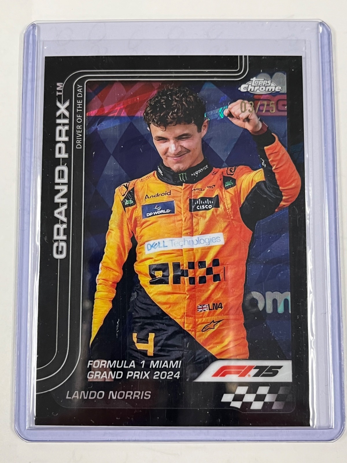 2025 topps chrome f1 lando norris #127 black refractor 03/75