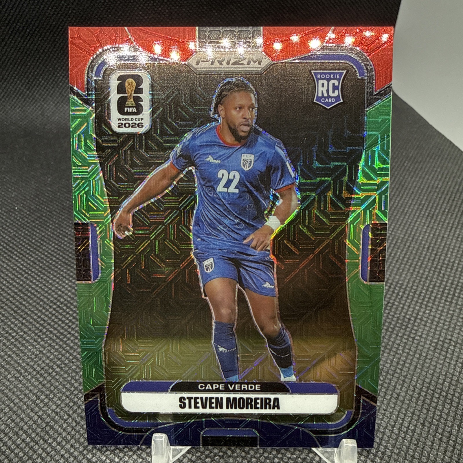 2026 Prizm FIFA World Cup Steven Moreira #175 RC CAPE VERDE Red Green Blue SP