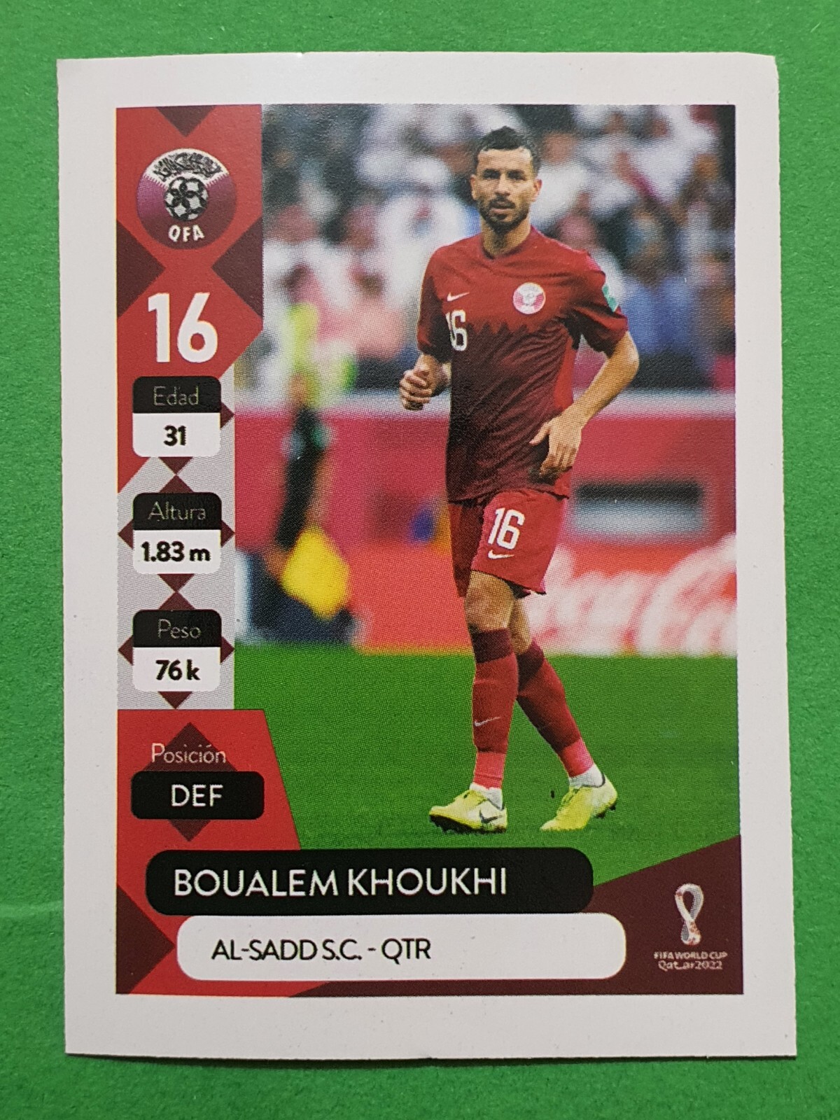 2022 ROAD TO QATAR WC FIFA #004 BOUALEM KHOUKHI Qatar Soccer Team Sticker