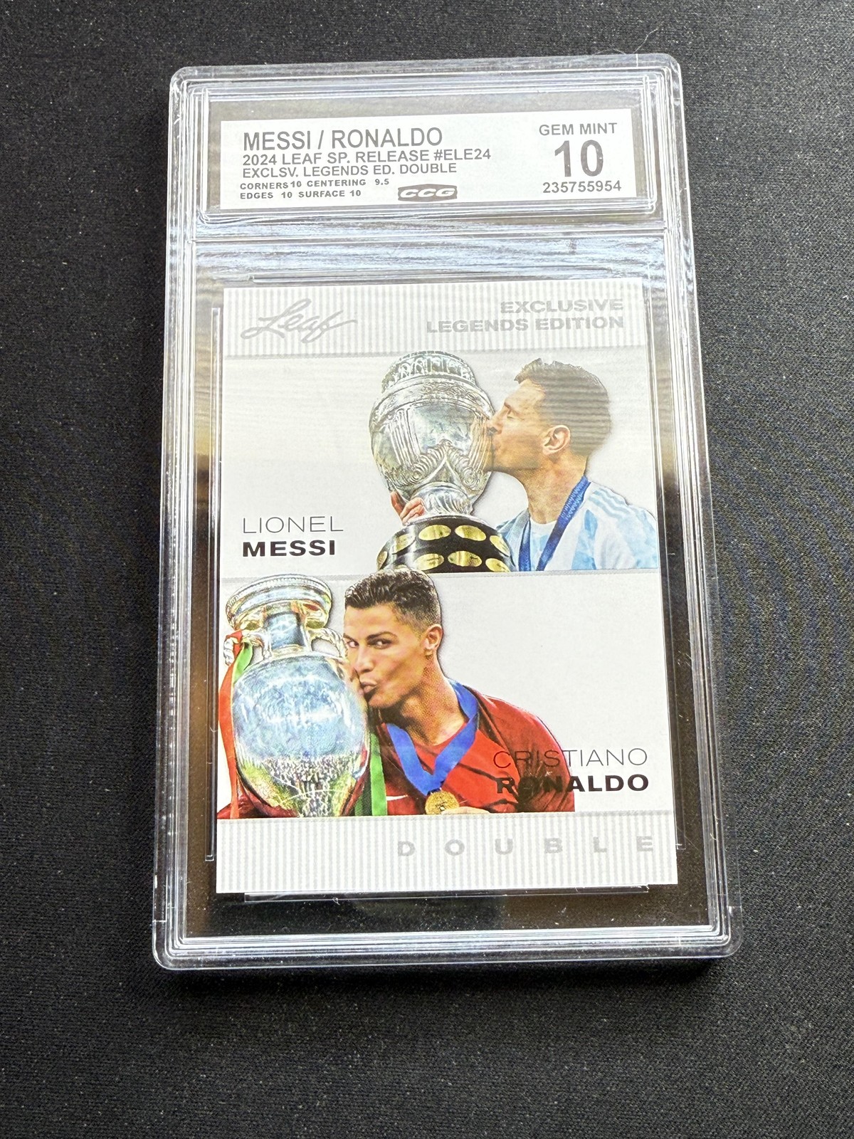 Messi / Ronaldo 2024 Leaf Legend Dual CCG 10 Trophies Exclusive Legends Edition