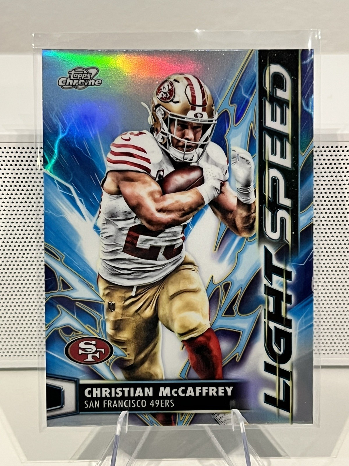 2025 Topps Chrome Cosmic Christian Mccaffrey Light Speed Refractor 49ers