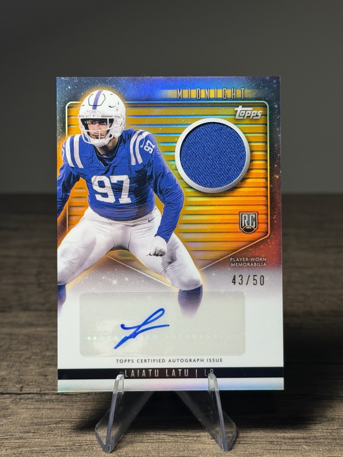 2024 Topps Midnight Laiatu Latu RC Jersey Auto GOLD Moon Beam Card#RJA-LL /50