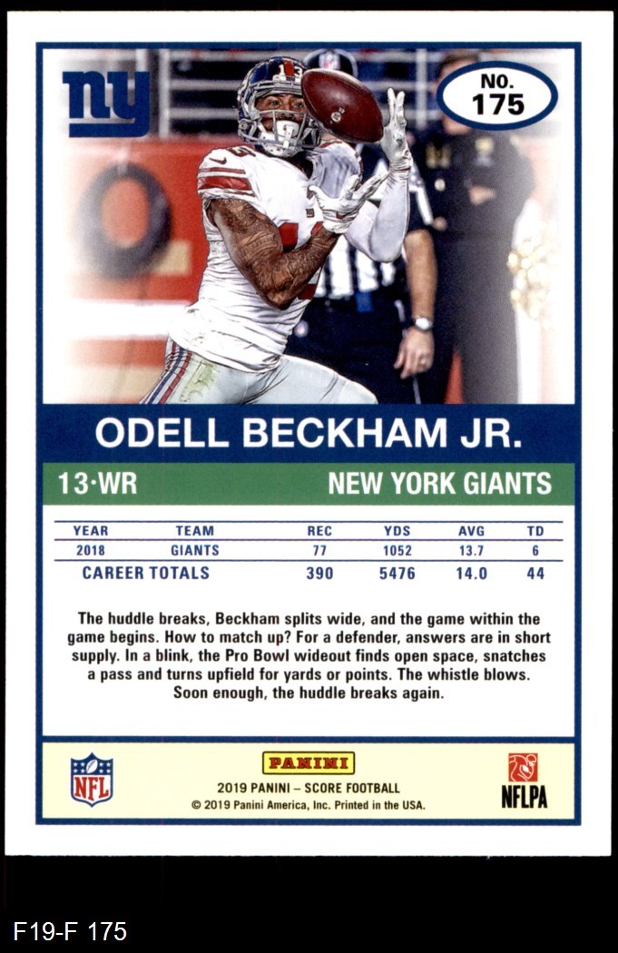 2019 Score #175 Odell Beckham Jr. Giants-FB LSU 8 – NM/MT