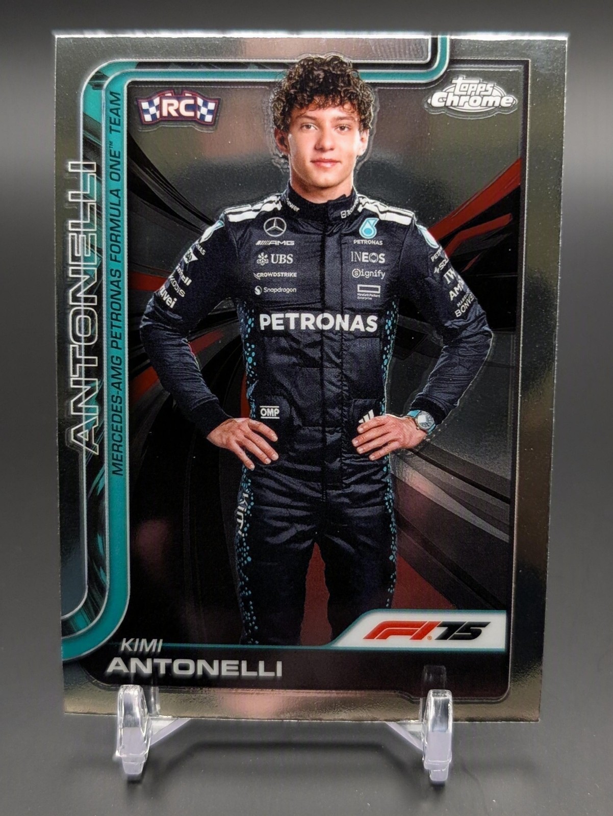 2025 Topps Chrome F1 Kimi Antonelli Mercedes Base Rookie RC #8