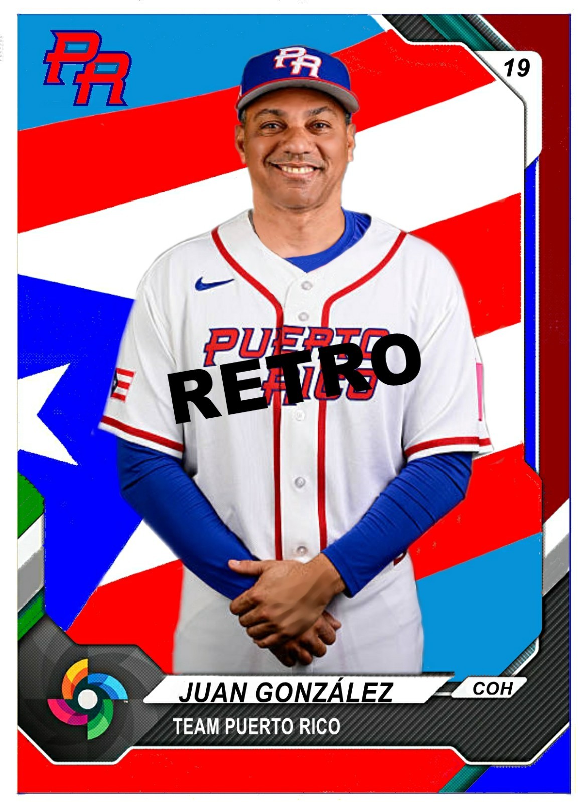 JUAN GONZALEZ WORLD BASEBALL CLASSIC 2026 HERITAGE STYLE ART CARD