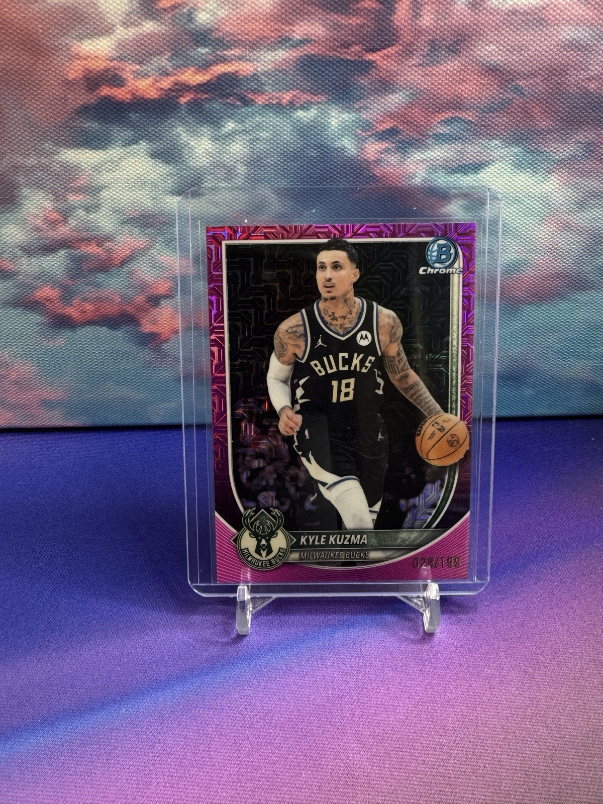 2025-26 Bowman Chrome Mega Kyle Kuzma #BCV-82 Fuchsia Mojo Refractor /299 SSP