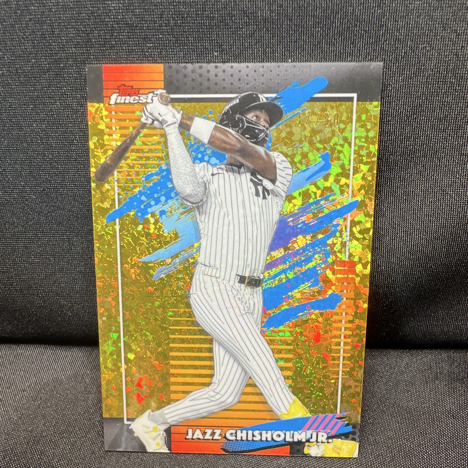 Topps Finest 2025 Jazz Chisholm Jr. GOLD MINI DIAMOND #/50 SSP YANKEES #181