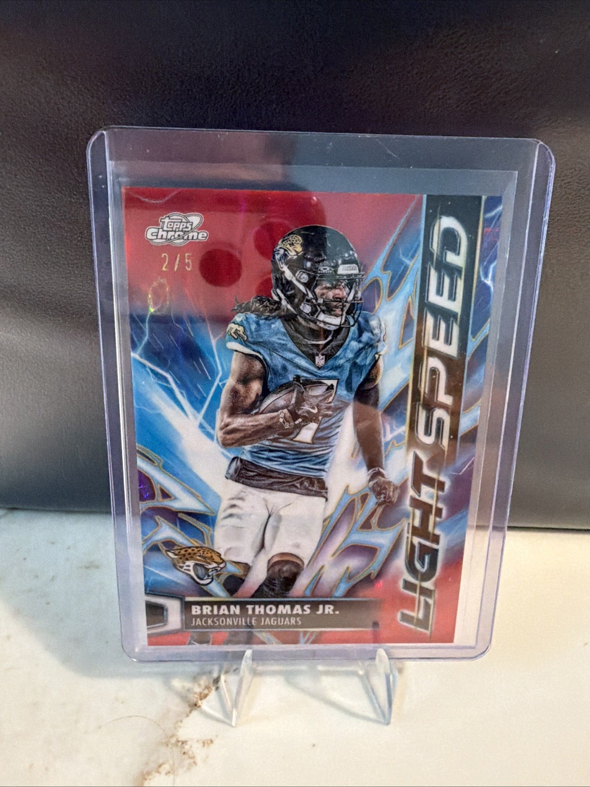 2025 Topps Chrome Football Brian Thomas Jr. Lightspeed Red Refractor 2/5 SSP