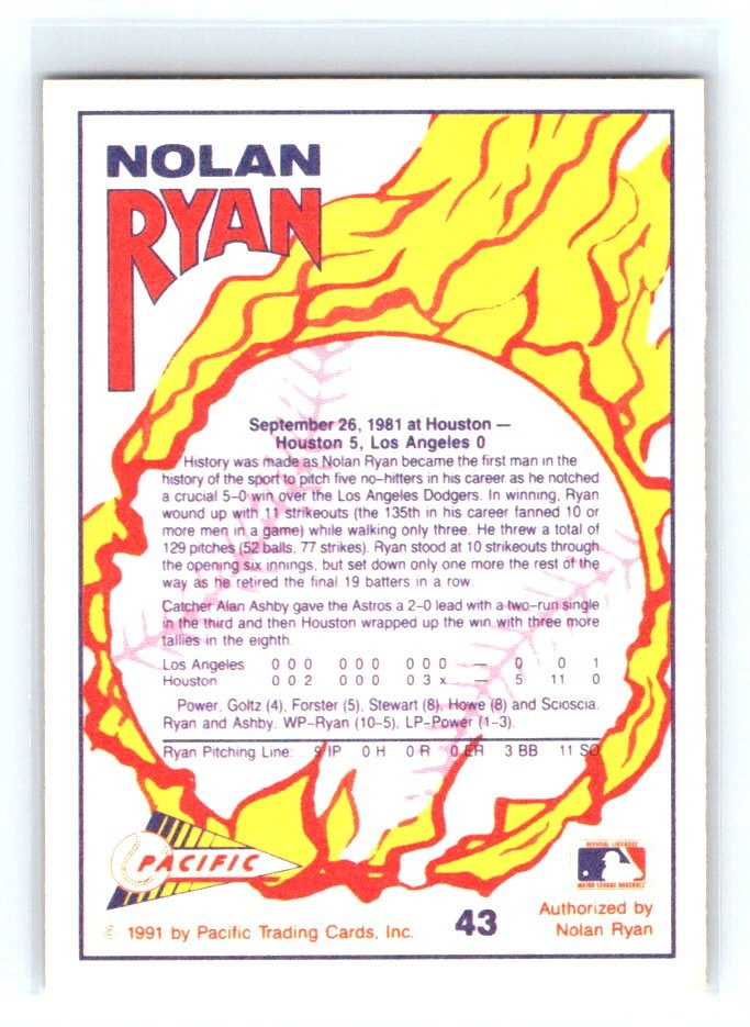 Nolan Ryan 1991 Pacific Nolan Ryan Texas Express I #43