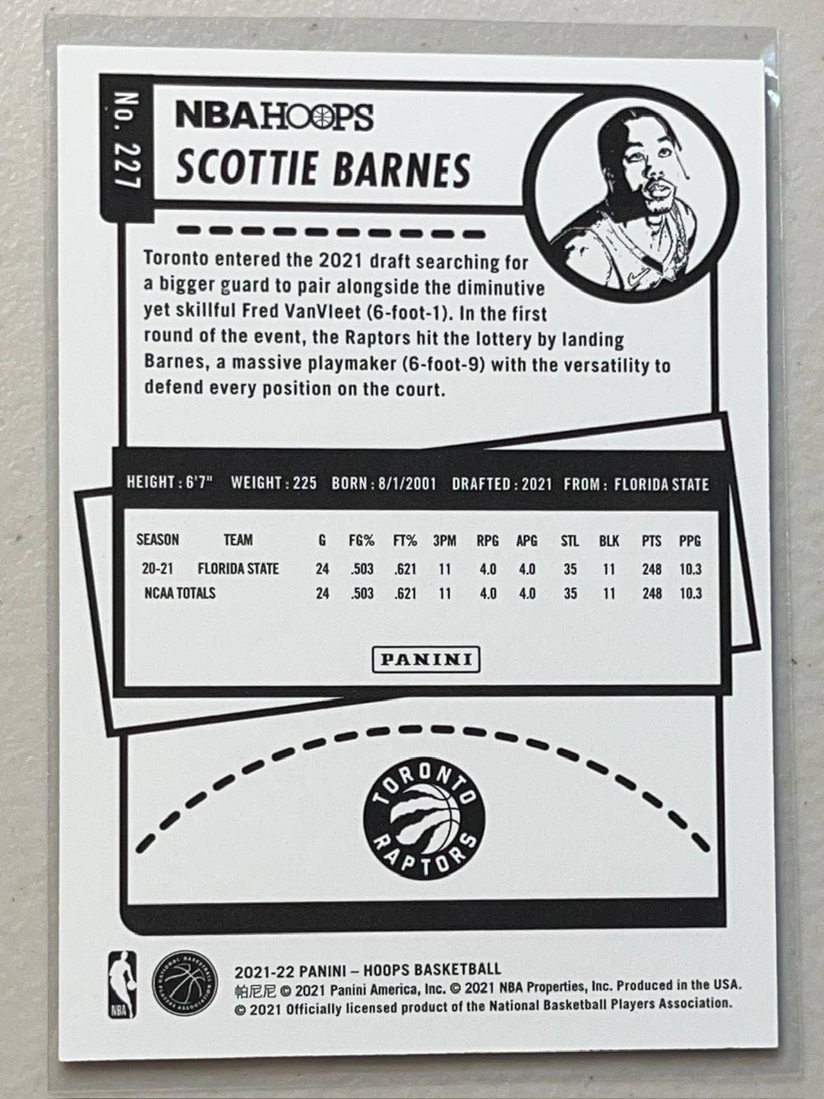 Scottie Barnes 2021-22 Panini NBA Hoops /199 Premium Box Set Rookie RC #227