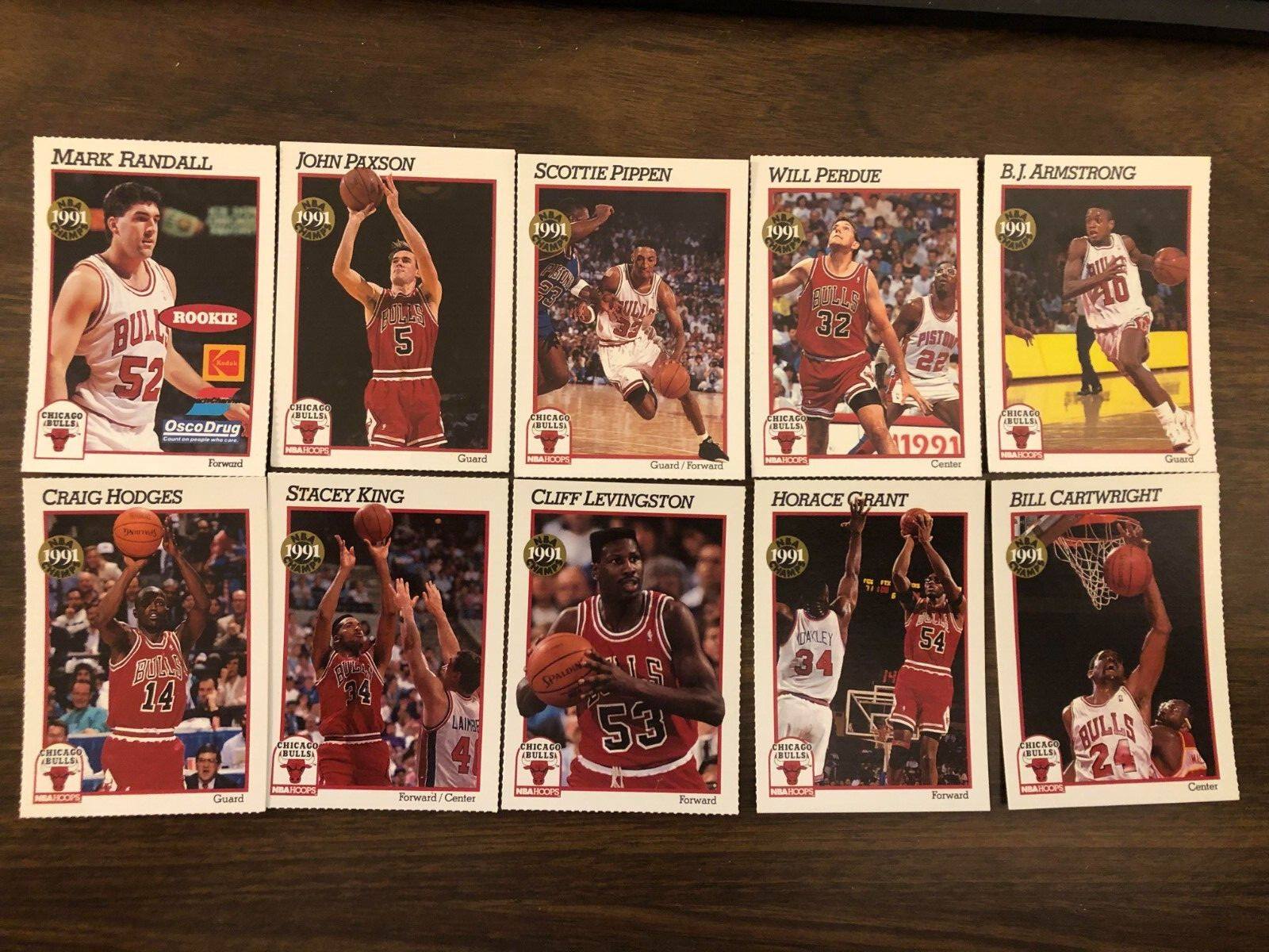 Chicago Bulls 10 Trading NBA Properties, Inc. Cards 1991 Champs Ed Team Night