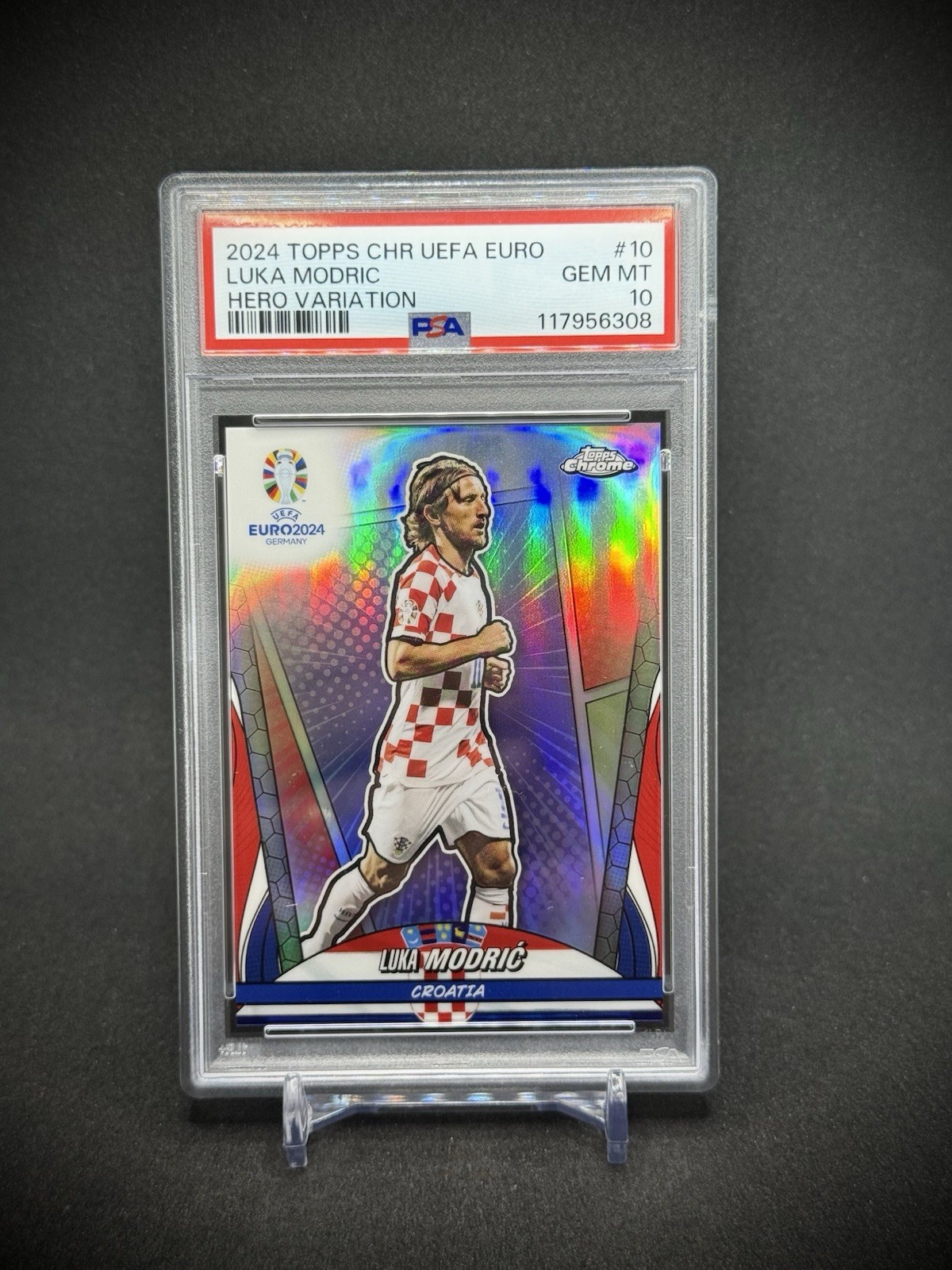 Luka Modric 2024 Topps Chrome Hero Variation Case Hit PSA 10