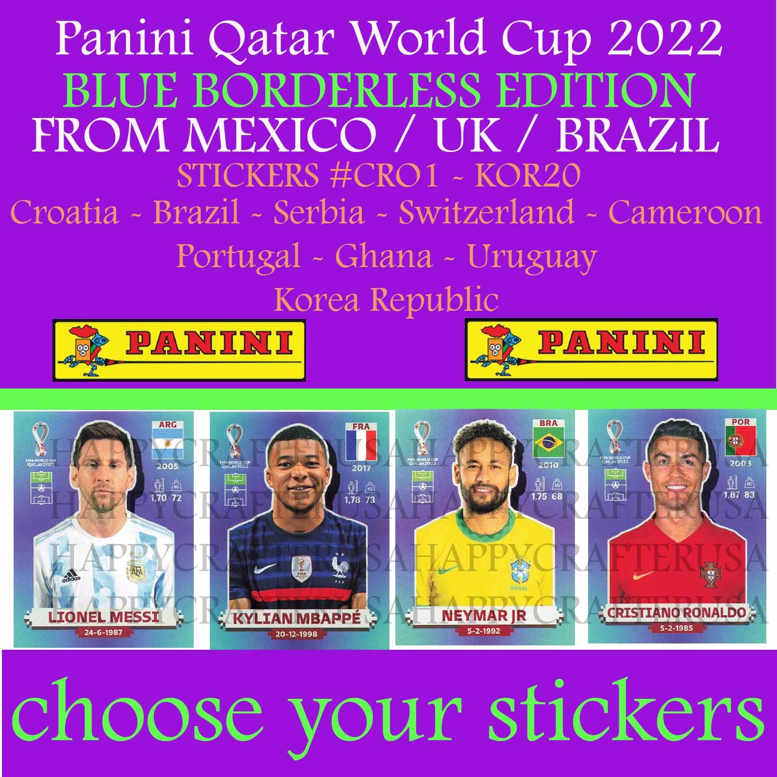 Panini World Cup QATAR 2022 – MEXICO/BRASIL Edition – Stickers #CRO1 – #KOR20