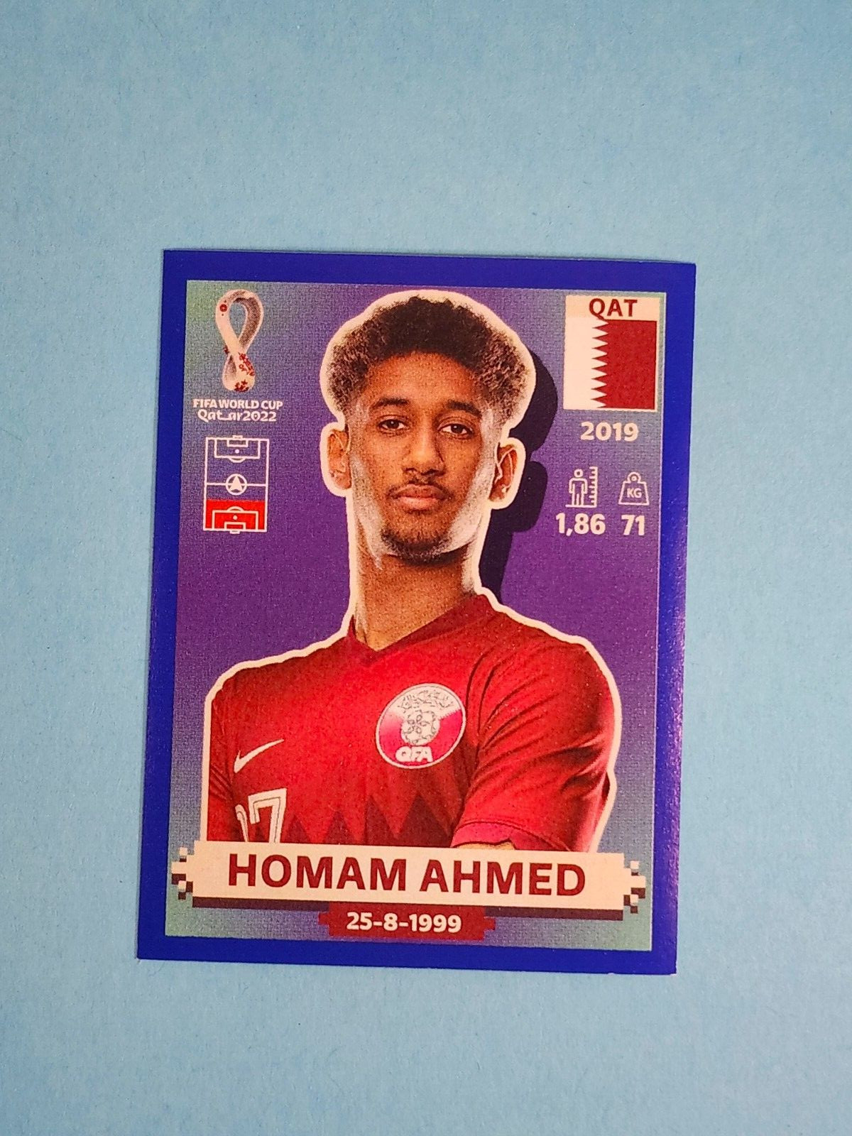 2022 Panini World Cup Qatar Sticker BLUE Homam Ahmed Qatar #QAT-5