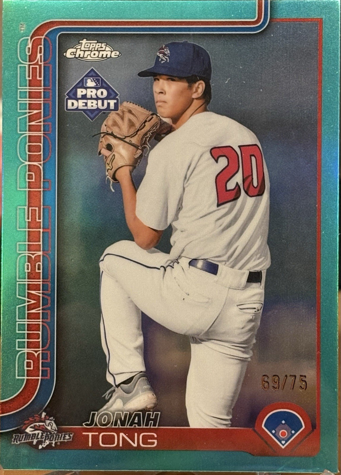 2025 Topps Pro Debut – Chrome Jonah Tong #PDC-183 Aqua Refractor /75 (RC)