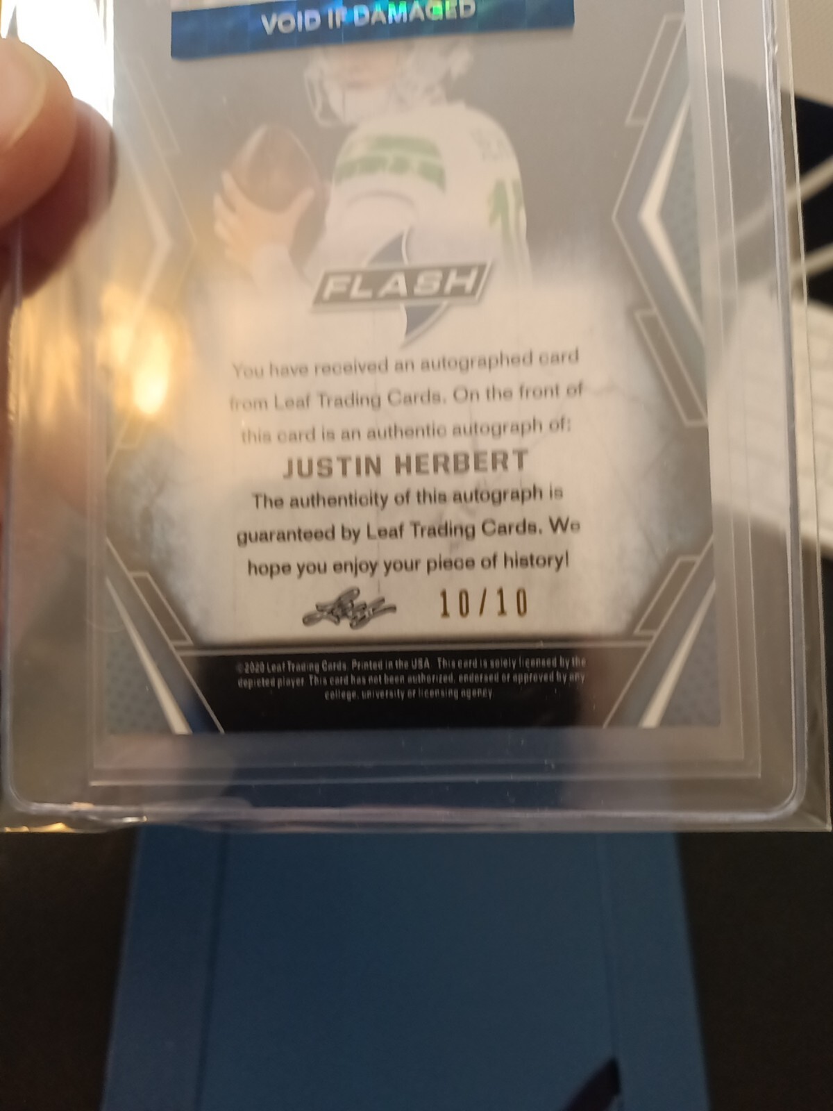 Justin Herbert 2020 Leaf Flash Orange Auto Rookie RC 10/10 SSP Wow See Pictures