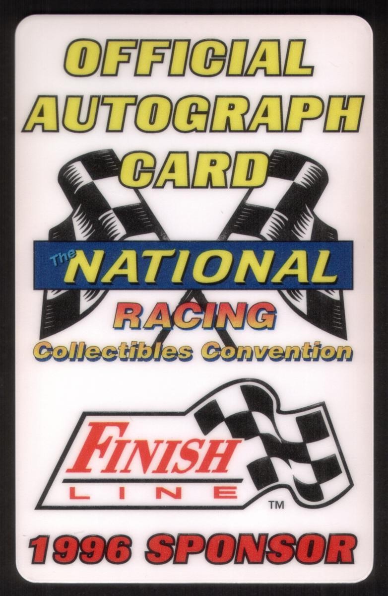 1996 Official Autograph Card National Racing Convention Promo Phone Card