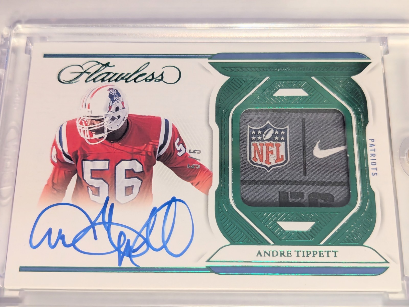 2023 Panini Flawless Andre Tippett Auto 5/5 NFL Shield Nike Swoosh #DPA-ATI