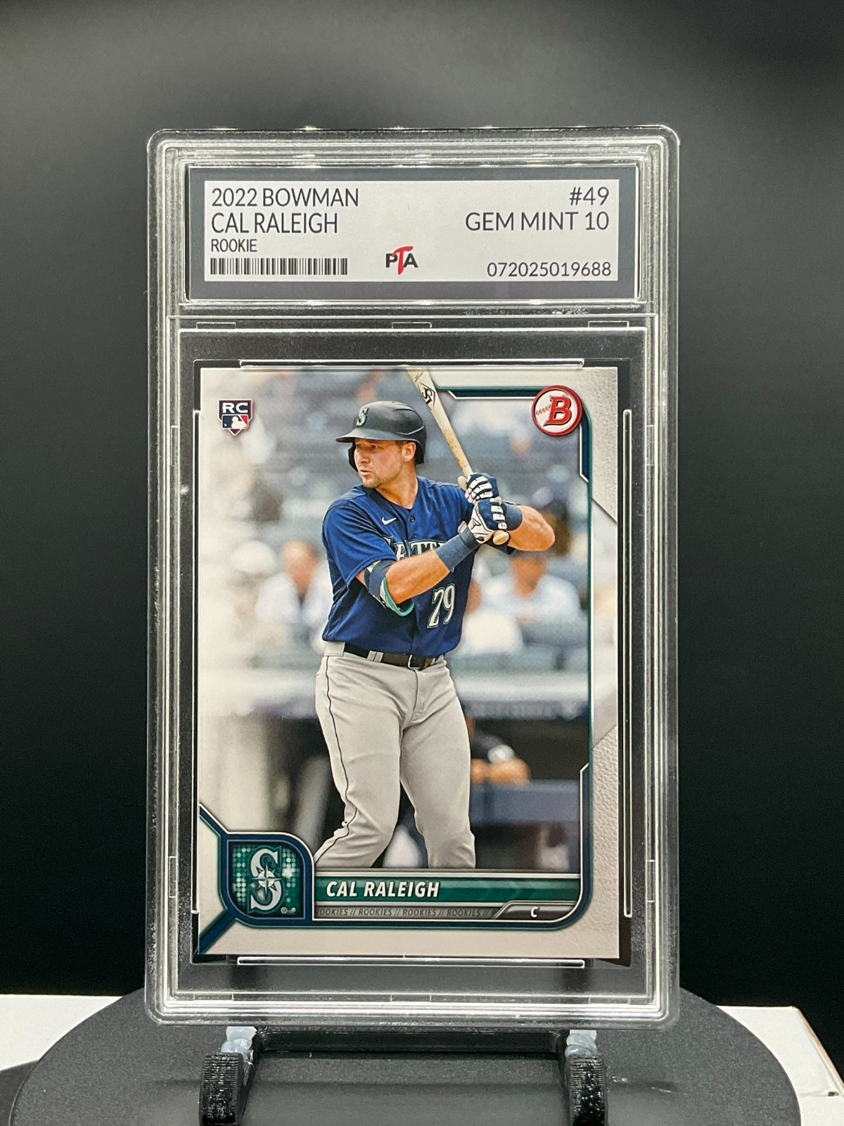 2022 Bowman #49 Cal Raleigh True Rookie Card Seattle Mariners ~GEM MINT PTA 10🔥