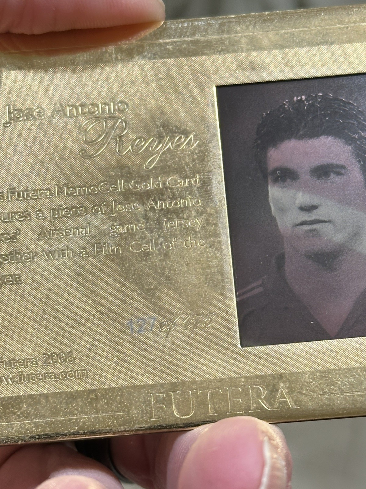 Jose Antonio Reyes 2006 Futera Memocell Gold plated Worn Jersey Patch /175 🇪🇸