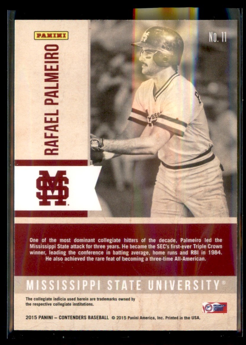 2015 Panini Contenders Old School Colors Rafael Palmeiro Mississippi State