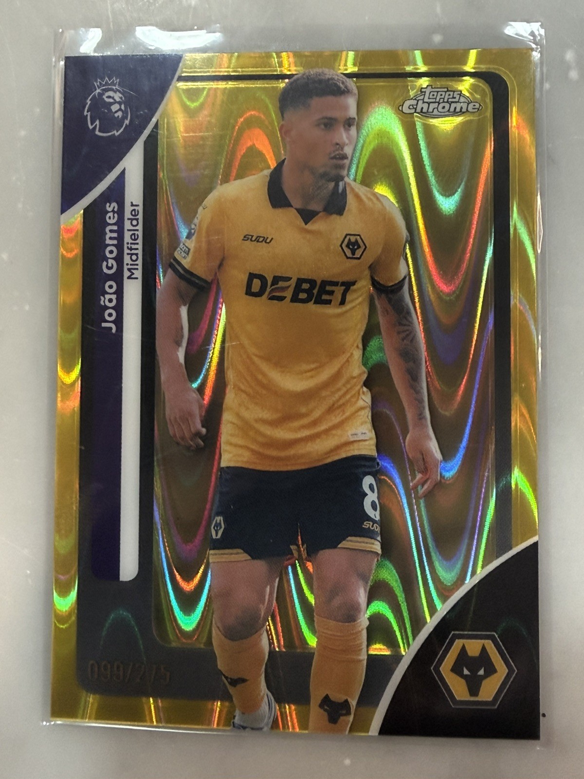 2026 TOPPS CHROME PREMIER LEAGUE JOAO GOMES GOLD WAVE REFRACTOR 099/275