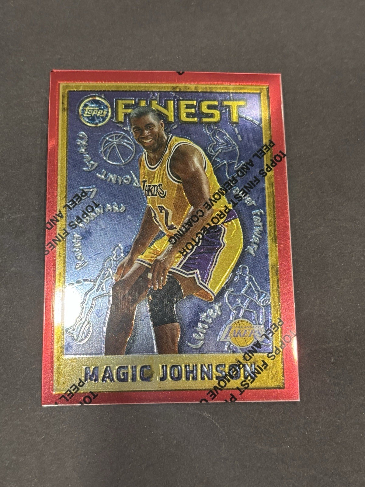 1995-96 Topps Finest – Magic Johnson #252 w/Coating Los Angeles Lakers NM/MT🏀🔥