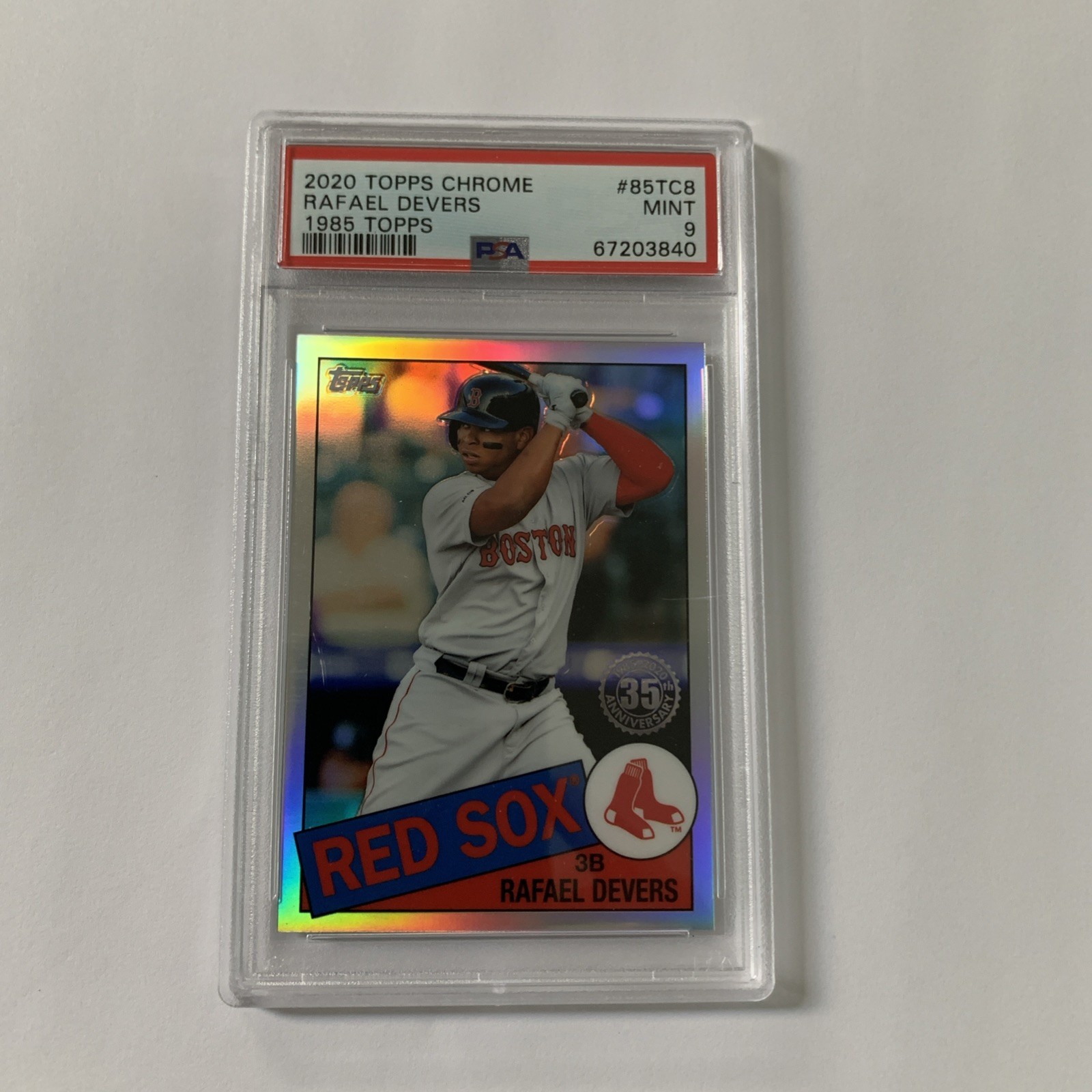2020 Topps Chrome Rafael Devers #85TC8 1985 35th Anniversary PSA MINT 9 Red Sox