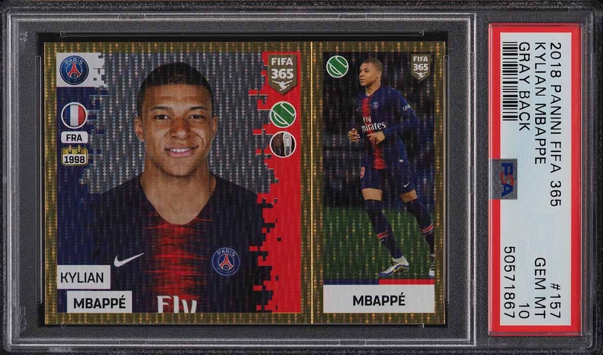 2018 Panini FIFA 365 Gray Back Kylian Mbappe ROOKIE #157 PSA 10 GEM MINT