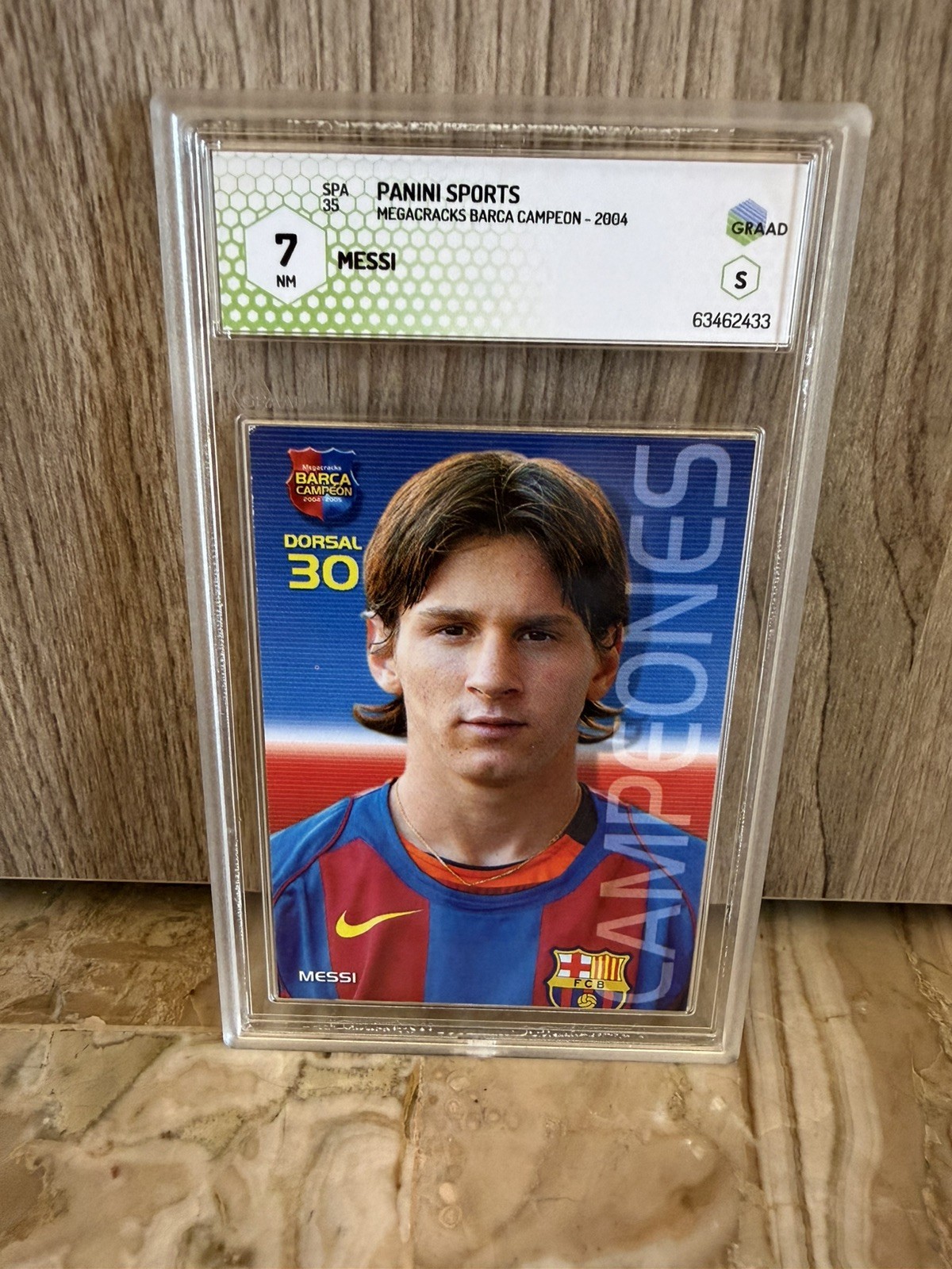 2004-05 PANINI SPORTS MEGA CRACKS BOAT #35 LIONEL MESSI ROOKIE RC Grade 7