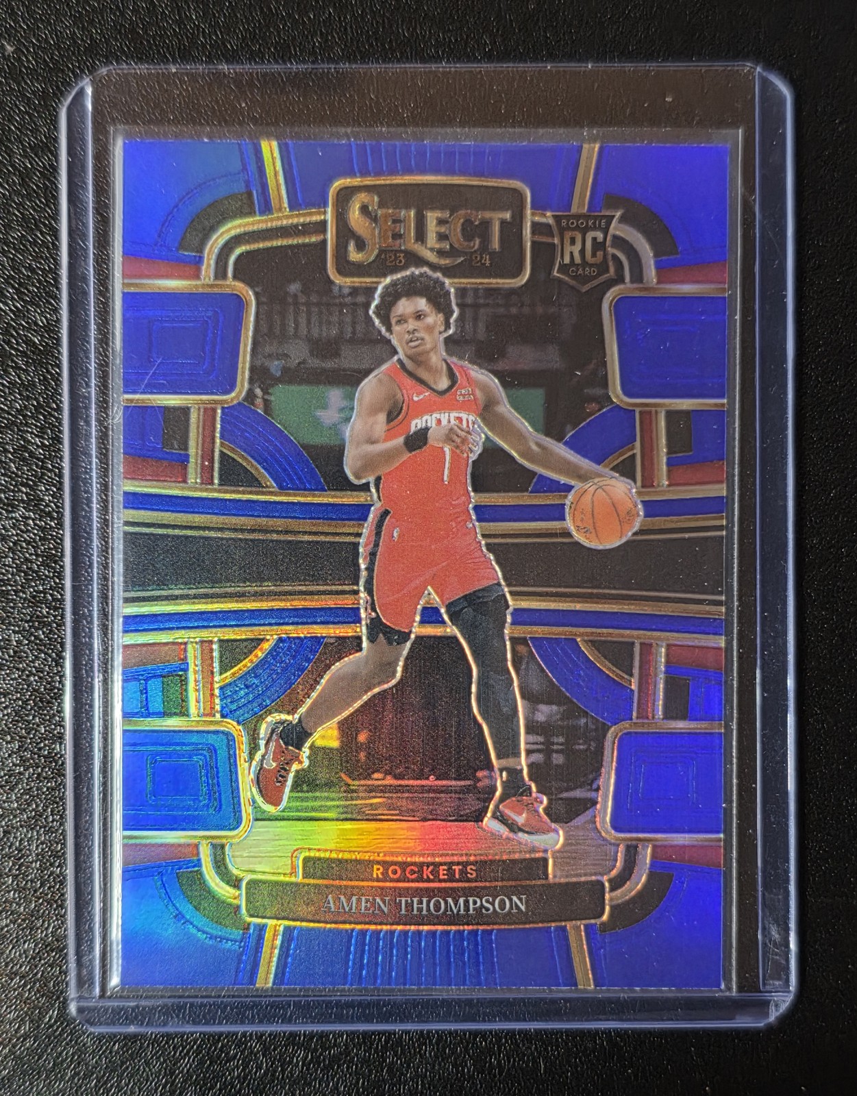2023-24 Panini Select #96 Amen Thompson Blue Prizm Holo