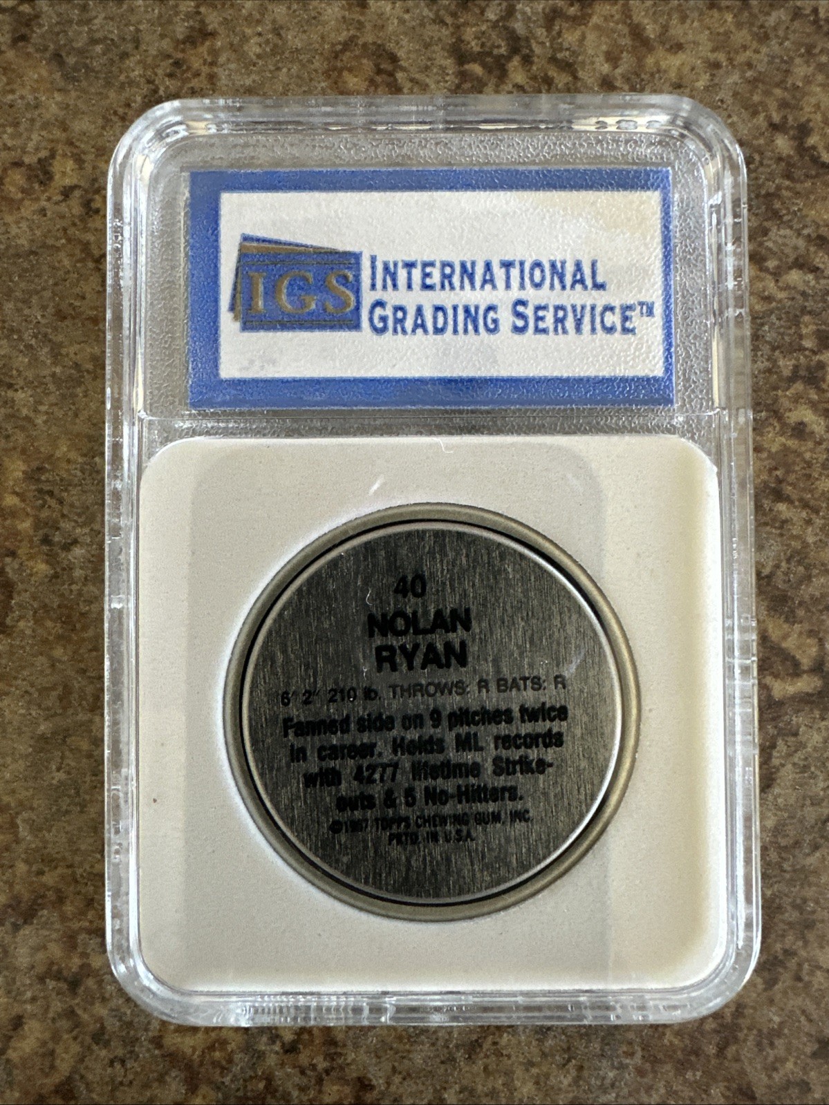 1987 Topps Coin #40 Nolan Ryan Mint 9 Astros