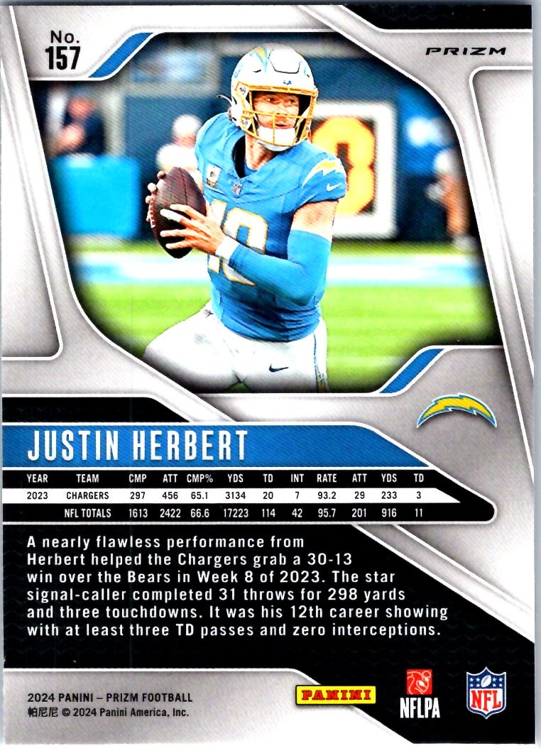 2024 Panini Prizm #157 Justin Herbert Silver