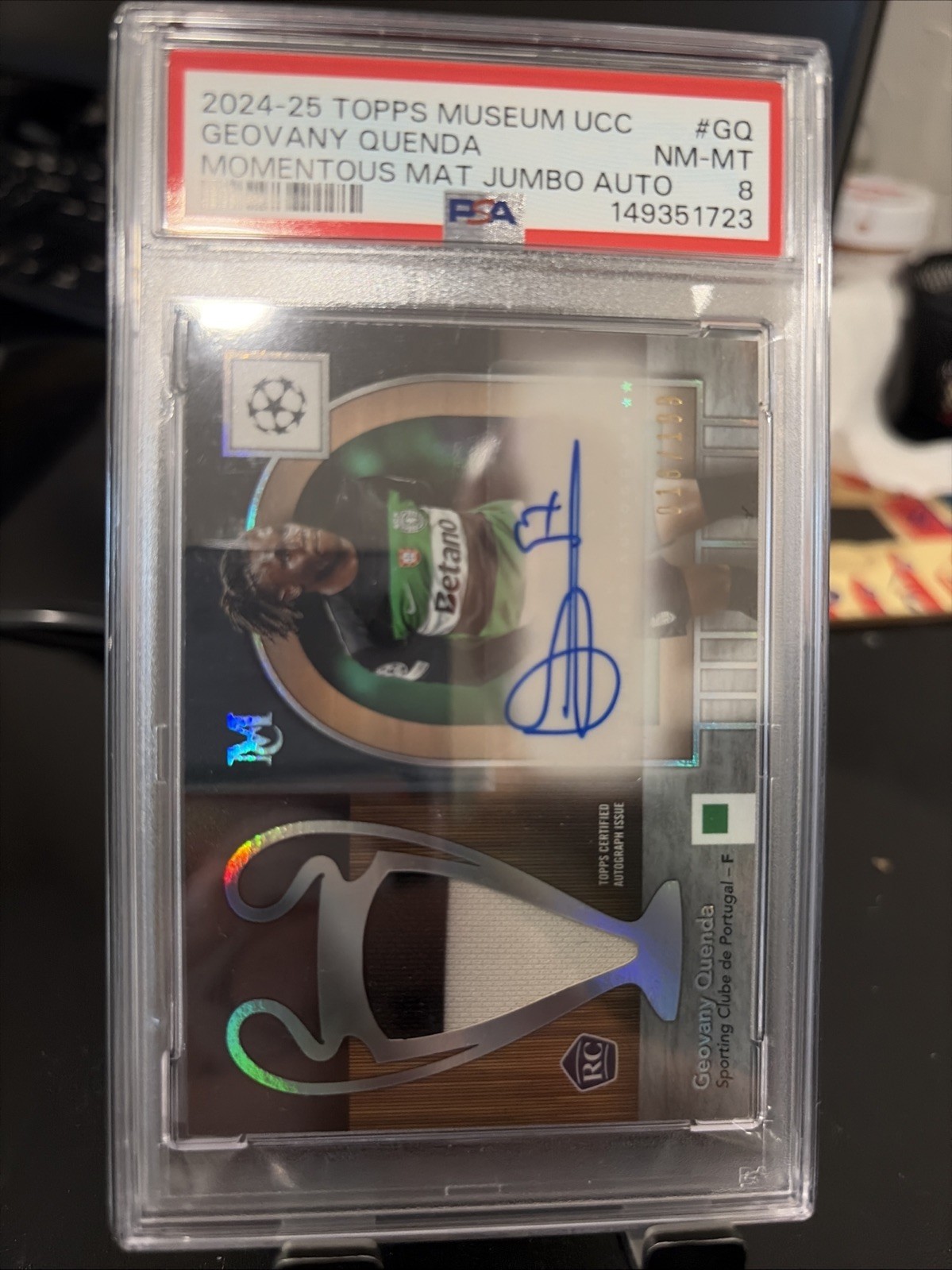 2024/25 TOPPS MUSEUM UEFA GEOVANY QUENDA RC PLAYER WORN JUMBO RELIC AUTO 99/199