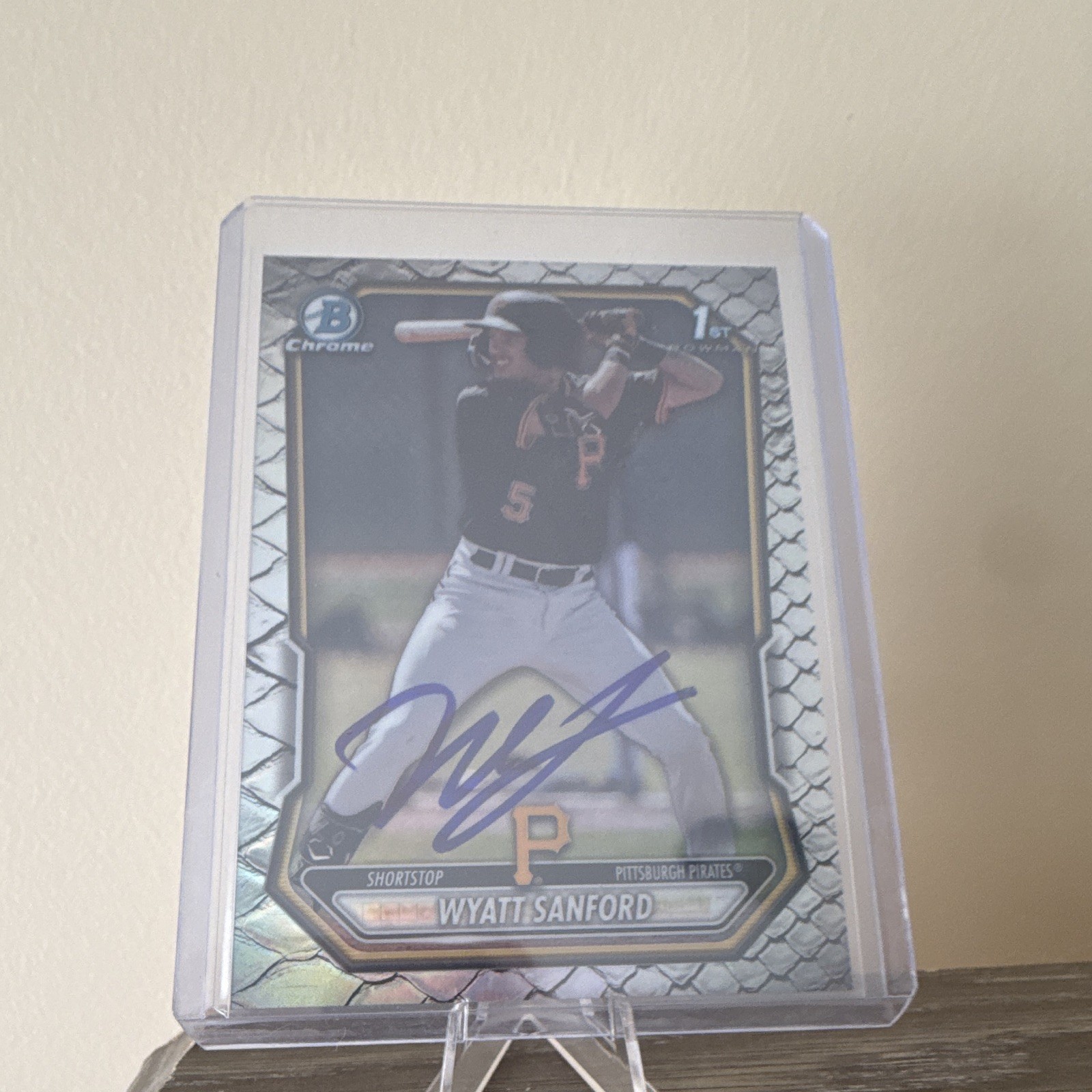 Bowman Chrome Prospects 1st Bowman Chrome Auto Wyatt Sanford BCP-40