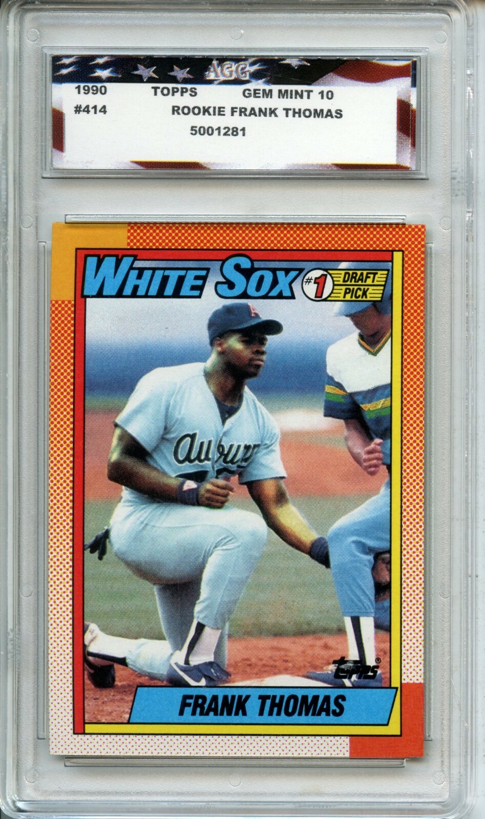 1990 Topps #414 Frank Thomas Rookie Card AGC 10 Gem Mint Chicago White Sox