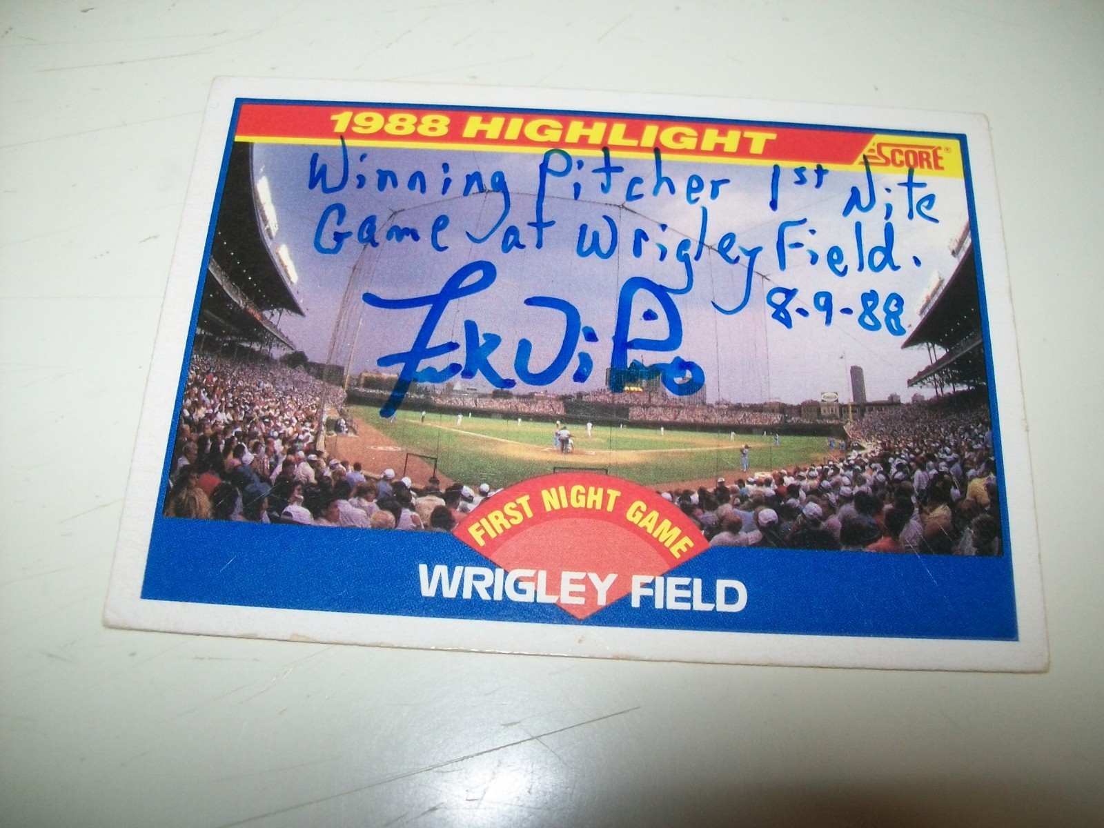 1989 SCORE 1ST NIGHT GAME FRANK DIPINO AUTOGRAPH SIGNED AUTO #652 CHICAGO CUBS