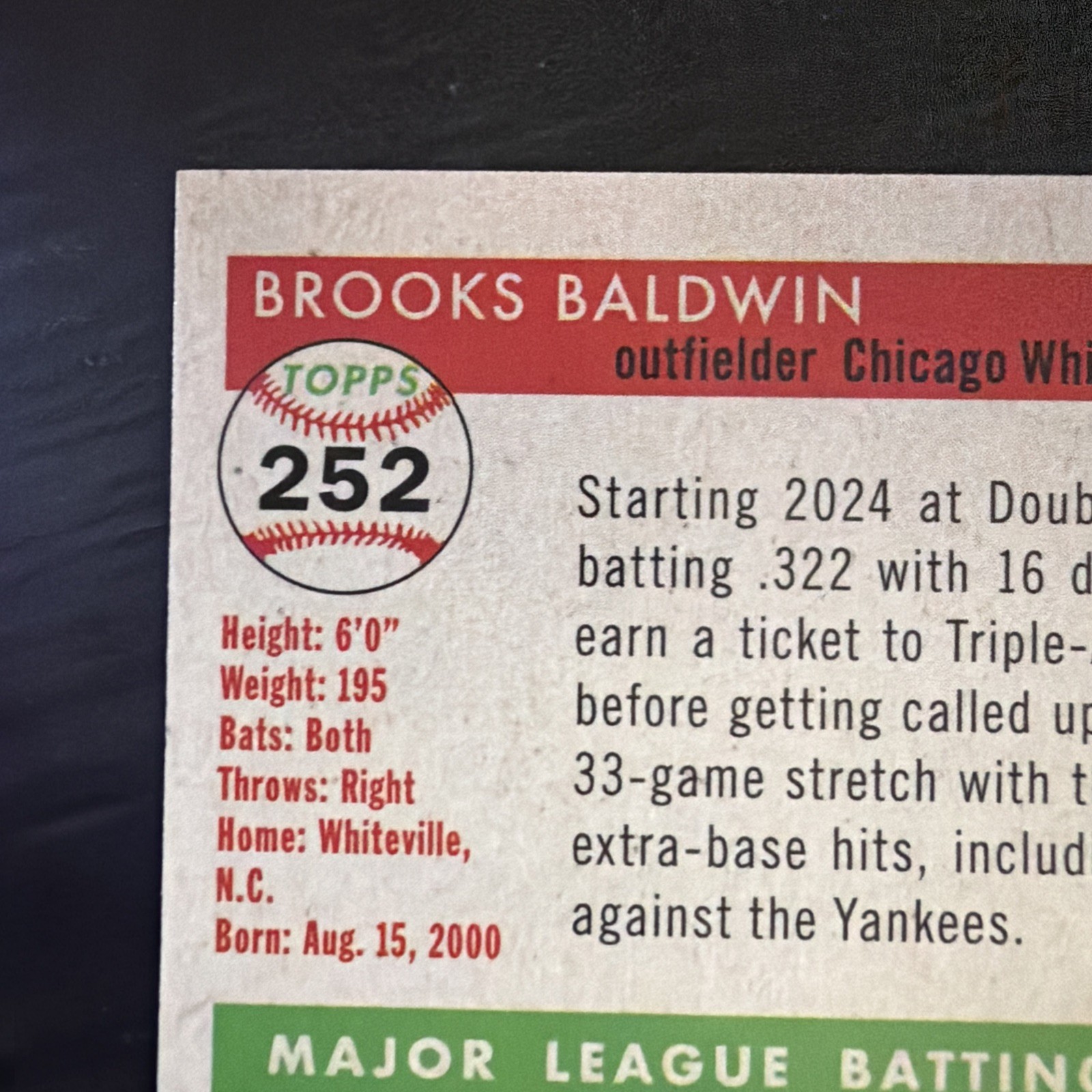 2025 Topps Chrome Platinum Anniversary Brooks Baldwin #252 (RC) White Sox