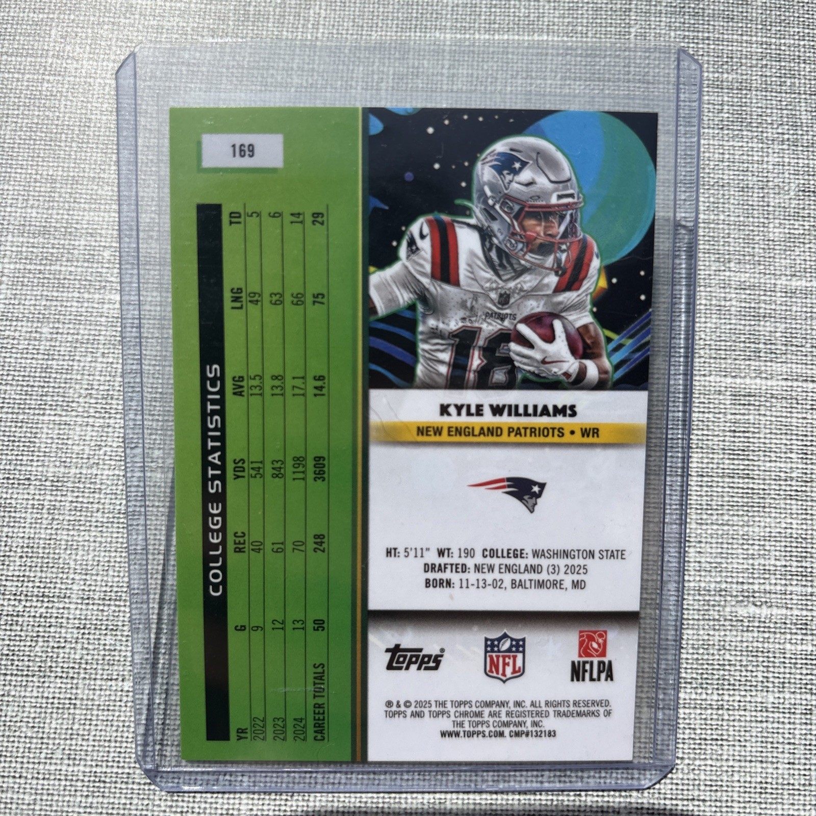 Kyle Williams Rookie /99 Blue Moon Refractor Patriots 2025 Topps Chrome Cosmic