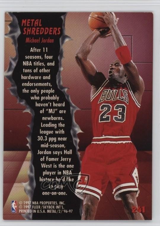 1996-97 Fleer Metal Metal Shredders Michael Jordan #241 HOF 7tw