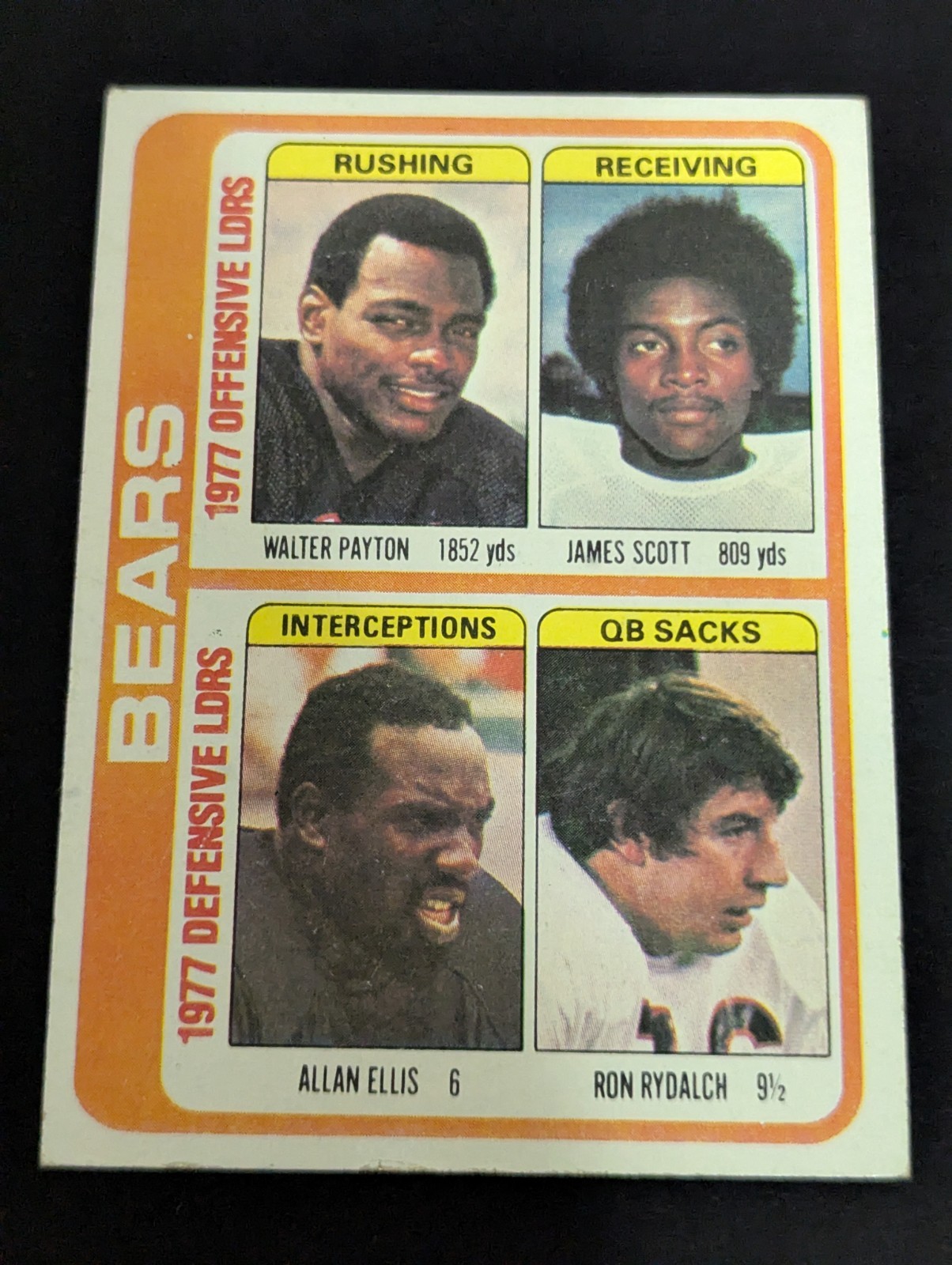 1978 Topps Bears Team Checklist #504 Walter Payton HOF Football Card NFL EX