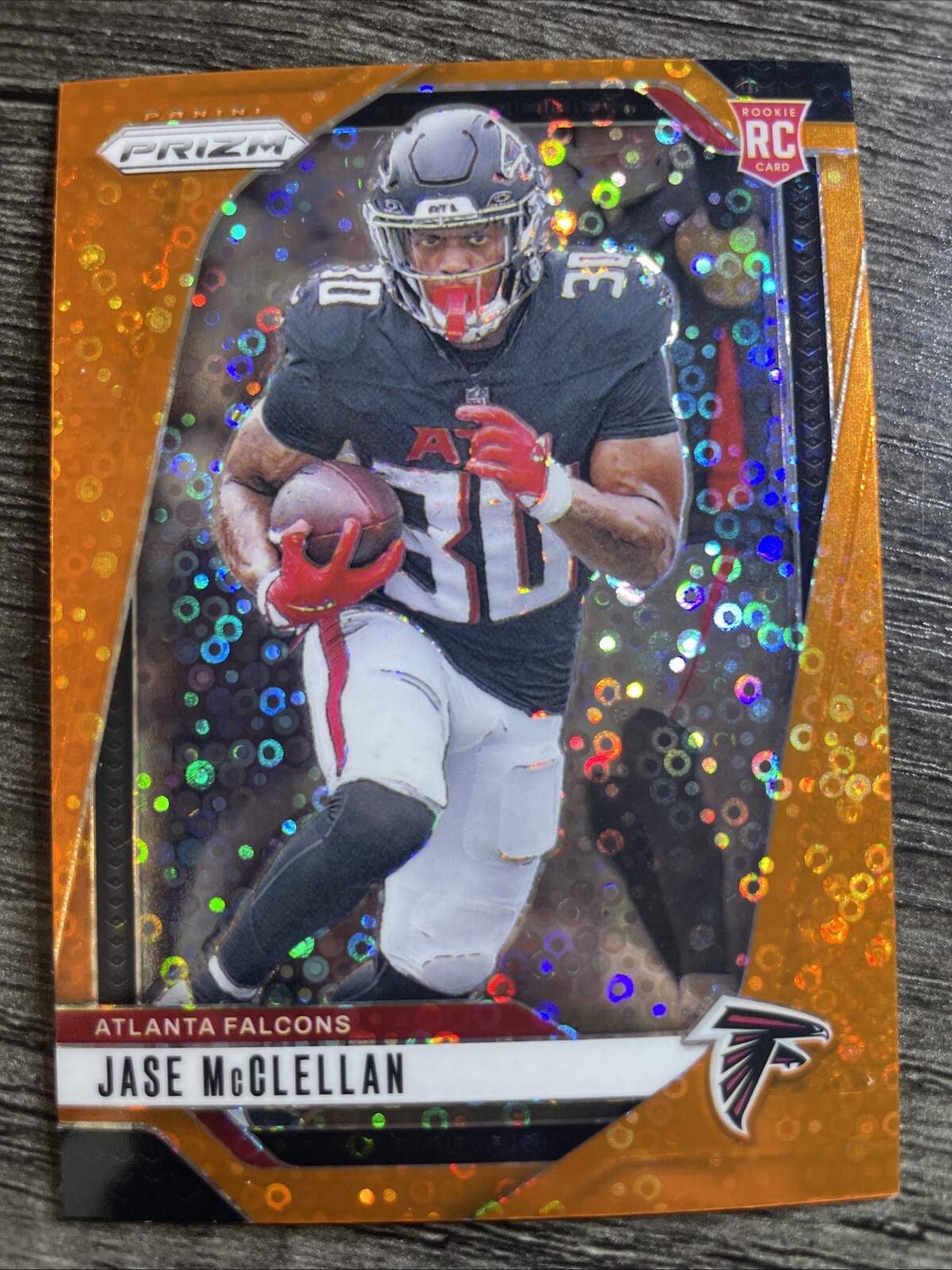 JASE McCLELLAN 2024 Panini Prizm Orange Disco Prizm Rookie #342 Atlanta Falcons
