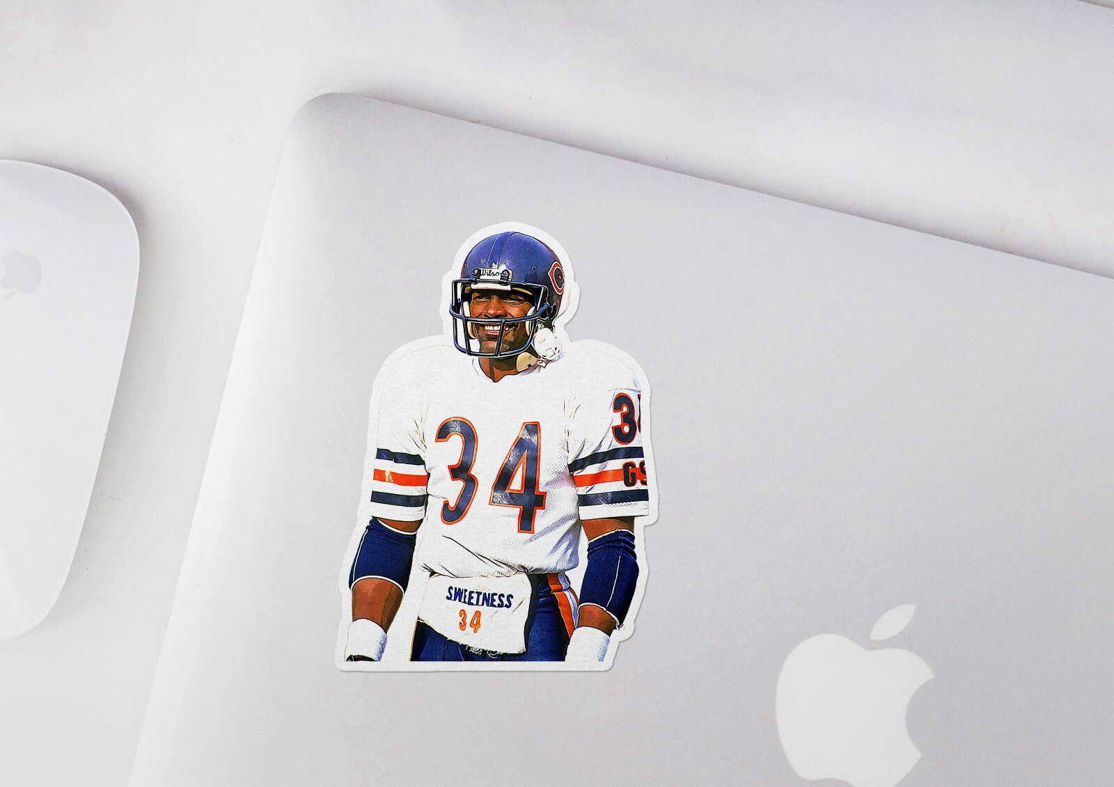 Walter Payton Chicago Bears Glossy Sticker Vinyl Laminate, Self Adhesive